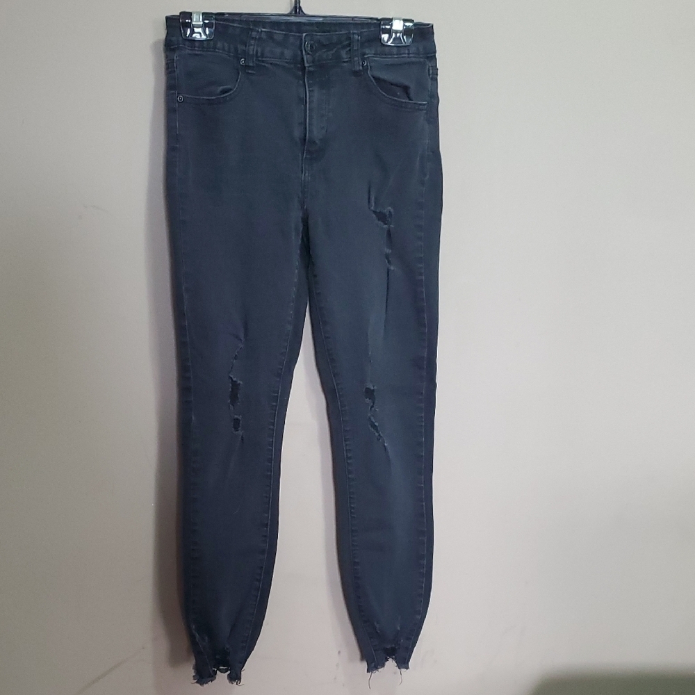 Bluenotes Women's Black Distressed Emma Highrise Jegging Size 27